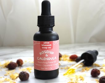 Rosehip & Calendula Face Oil | Natural Skincare for All Skin Types | Non-Greasy, Non-Comedogenic, Fast Absorbing