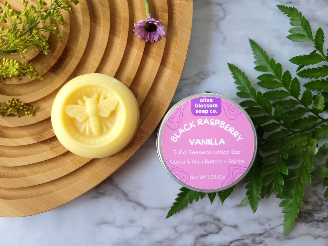 Black Raspberry Vanilla Lotion Bar in Tin, Natural Beeswax Moisturizer ...