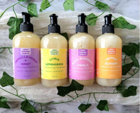 4 Bottles of Hand Soap, Natural and Moisturizing, Small Batch Gentle Gift