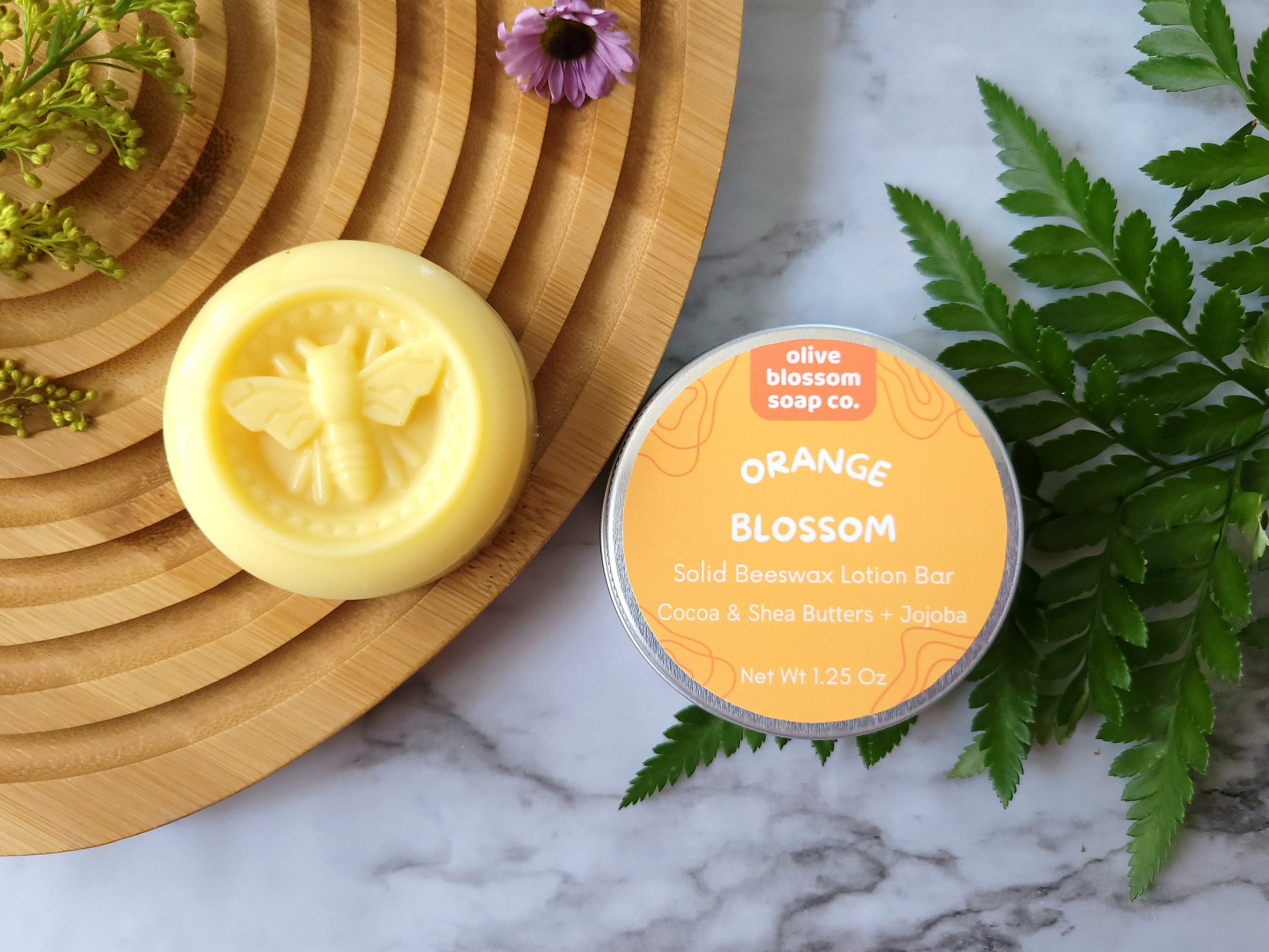 Orange Blossom Lotion Bar - Natural Beeswax Moisturizer in