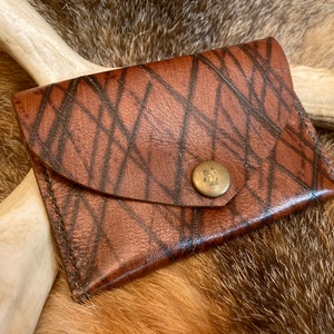 Cartera japonesa de monedas de cuero quemado