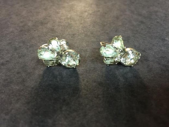 Vintage Screw Back Rhinestone Earrings - image 3