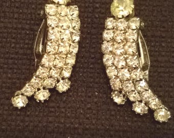 Vintage Rhinestone Clip on Earrings