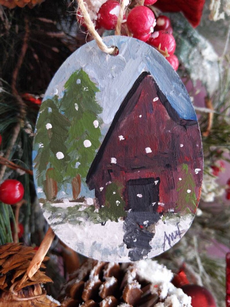 Hand painted Barn Ornament