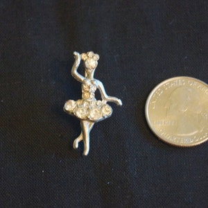 Beautiful Silver Rhinestone Ballerina Brooch image 2