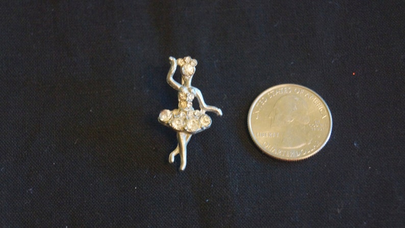 Beautiful Silver Rhinestone Ballerina Brooch image 2