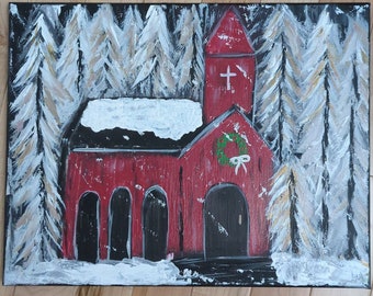Little Red Church Painting