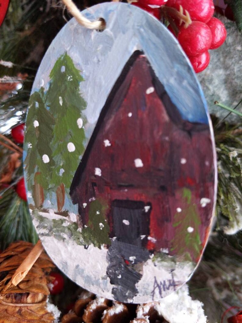 Hand painted Barn Ornament