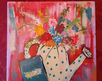 REDUCED Watering Can Painting