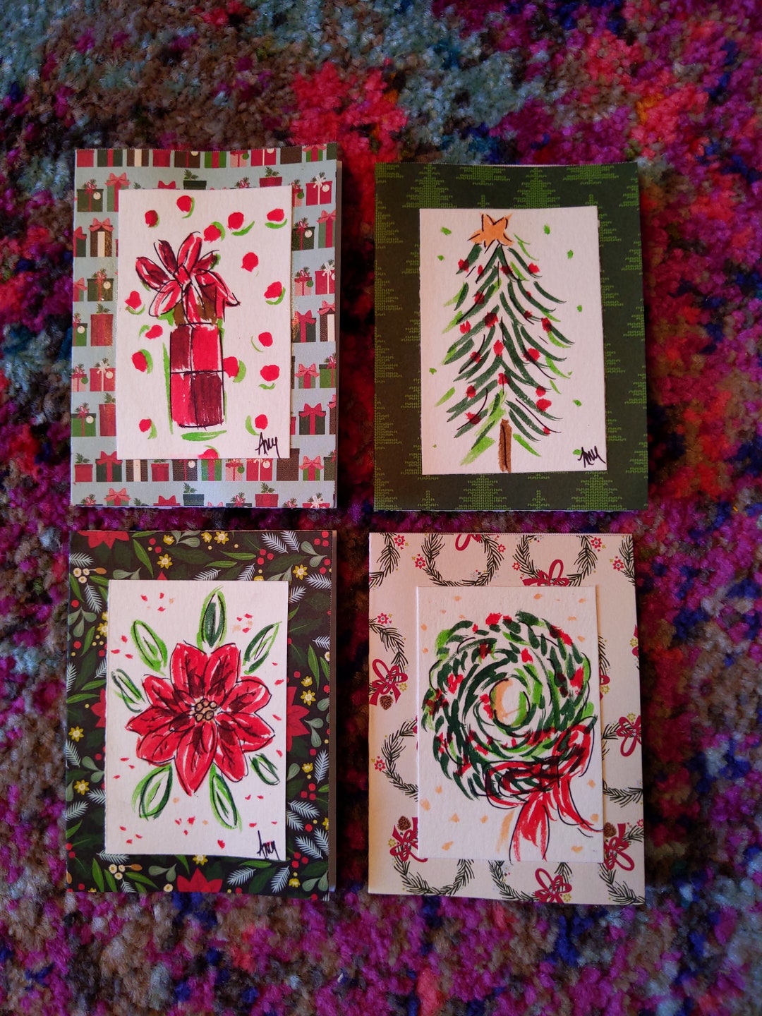 Handmade Watercolor Mini Cards - Etsy