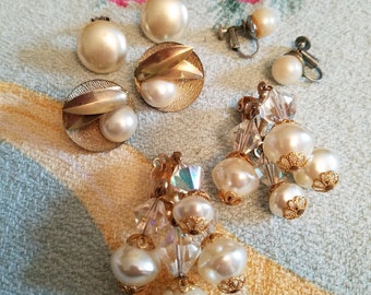 Vintage Faux Pearl Earring Lot