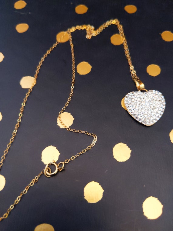 Beautiful Rhinestone Heart Necklace - image 4