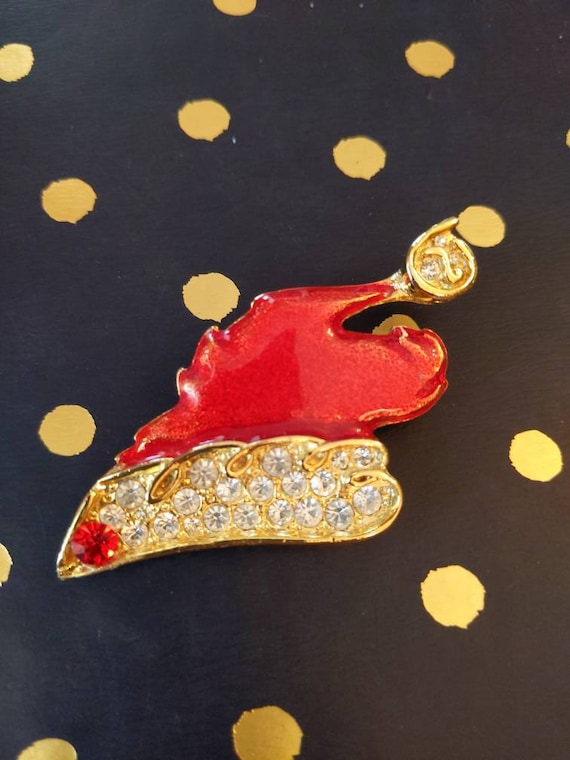 Vintage Santa Hat Brooch - image 1