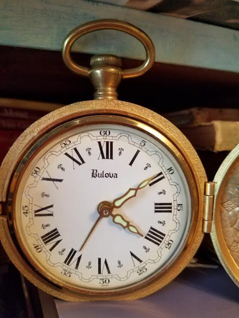 Bulova Japan Brass Pendant Clock Etsy