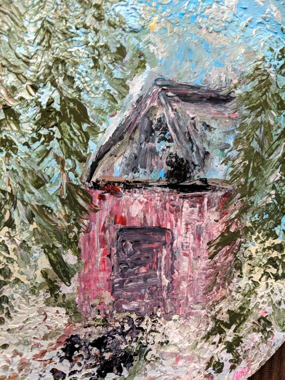 Cabin In The Woods Painting Etsy