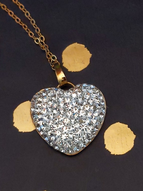 Beautiful Rhinestone Heart Necklace - image 1