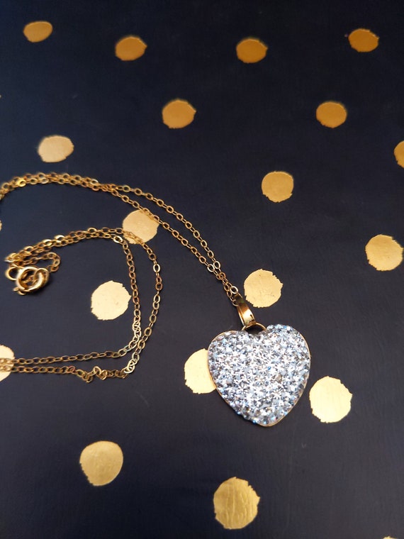 Beautiful Rhinestone Heart Necklace - image 2