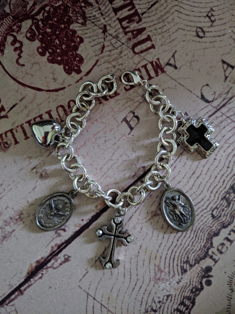 Vintage Religious Charm Bracelet Etsy