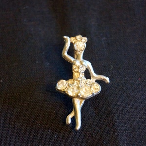 Beautiful Silver Rhinestone Ballerina Brooch image 1