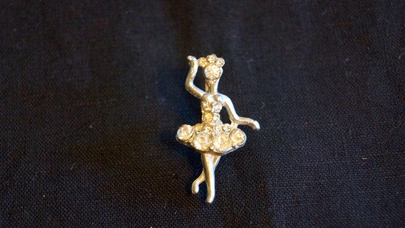 Beautiful Silver Rhinestone Ballerina Brooch image 1