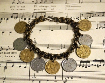 Vintage Coin Charm Bracelet