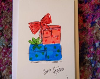 Handmade Watercolor Christmas Gift Card