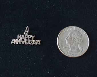 Vintage Happy Anniversary Charm Sterling Silver 925