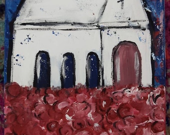 Church in the Poppies Painting