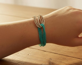 Turquoise and gold bohemian bracelet , seed bead bracelet , bridesmaid gifts , boho jewelry