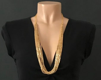 Long gold necklaces for women boho layered, Boho Necklace, Long Necklace,Multi Strand Bead Necklace, Bohemian Jewelry for Women, Elegant