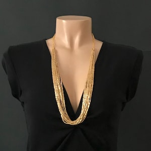 Long gold necklaces for women boho layered, Boho Necklace, Long Necklace,Multi Strand Bead Necklace, Bohemian Jewelry for Women, Elegant