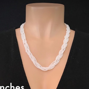 White necklace, boho necklace, 16 inch necklace, bridesmaid necklace, bride necklace, beaded necklace, seed bead necklace