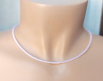 Collar delicado, collar de gargantilla rosa rubor, collar rosa con cuentas, collar rosa delicado, collar de gargantilla, simple, minimalista