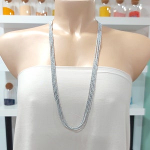 Boho silver long beaded necklace, necklaces for girlfriend, gifts for women, silver bohemian necklace, for her, 30 inches