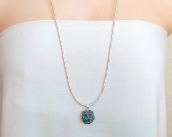 Genuine Emerald boho necklace, long necklace, choker necklace, birthstone necklace, bohemian emerald necklace