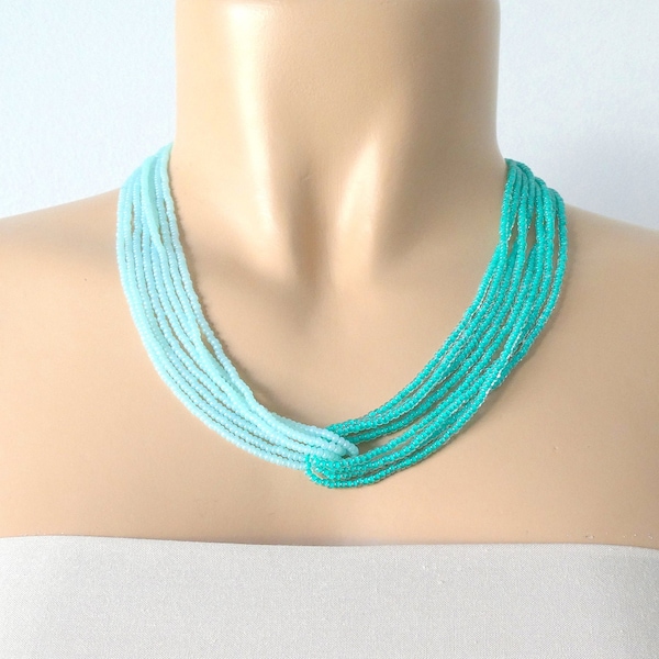 Ombre effect, turquoise necklace, aqua necklace, sea foam necklace, teal necklace, bridesmaid necklace,boho chic necklace,bridesmaid gifts