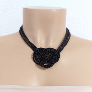 Black statement necklace, bohemian necklace, celtic knot necklace, boho necklace, retro necklace, for her, for women