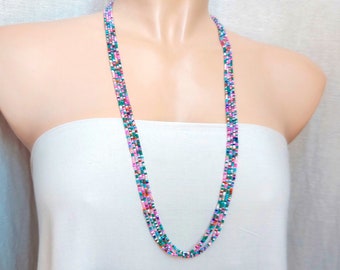 Long beaded necklace for women - layering long necklace - boho jewelry - seed bead