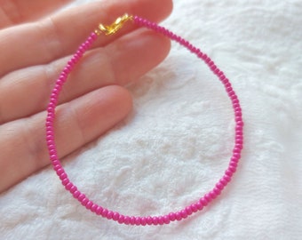 Hot pink bracelet, neon pink bracelet, seed bead jewelry, seed bead bracelet, dainty pink bracelet, minimalist bracelet,beaded bracelet