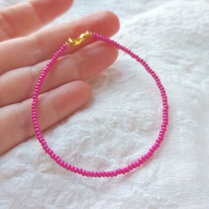 Hot pink bracelet, neon pink bracelet, seed bead jewelry, seed bead bracelet, dainty pink bracelet, minimalist bracelet,beaded bracelet