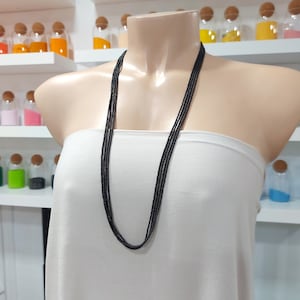 Black long necklace, beaded necklace,dainty multi strand black necklace,seed bead necklace,bridesmaids necklaces,delicate necklace