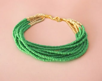 Kelly green bracelet, Shamrock Green beaded bracelet, Jade Green seed bead bracelet, Grass Green, Bright Green, Pea Green