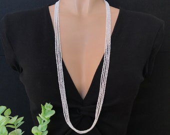 Long white necklace, beaded necklace, boho necklace,bridesmaid gifts,bridesmaids necklace,minimalist necklace,simple white necklace