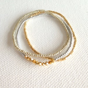 Stretchy Silver and Gold Beaded Bracelet main image 0