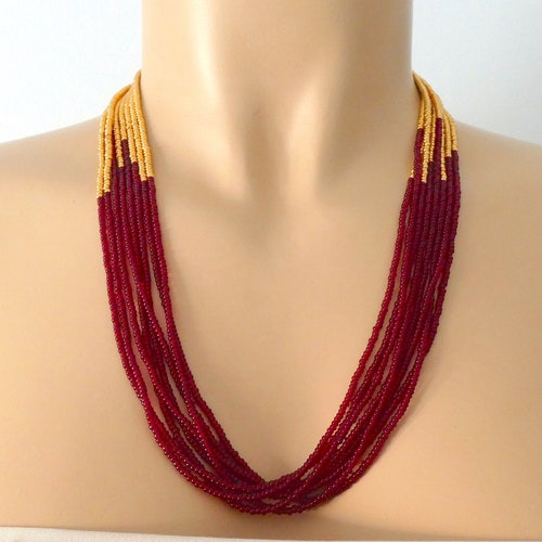 Ivory and Gold Necklace Seed Bead Necklacecream Etsy