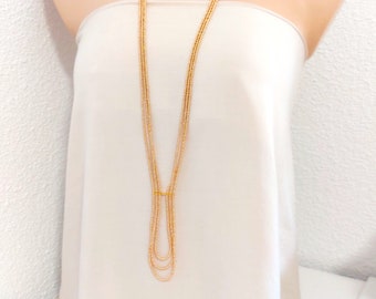 Long boho gold beaded necklace, bohemian necklace, art deco style necklace, women necklaces, long seed bead necklace, multistrand