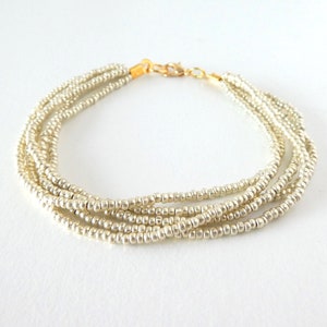 Weiches Gold Armband,Blumenmädchen Armband,mehrreihiges Armband,Rocailles Armbänder,Perlenarmband,Brautjungfer Geschenke,Armband Femme