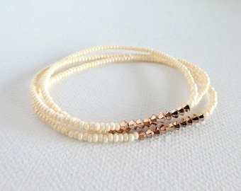 Bracelets Ivory Glass Bracelet Ivory Glass Beaded Bracelet Ivory /& Topaz Beaded Bracelet 2 Strand Ivory Bracelet Cream-Gold Bracelet