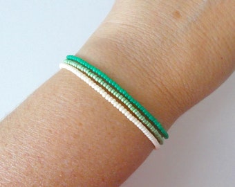 Vintage Enamel Bangle Bracelet and Clip Earring Set Kelly Green Turquoise White