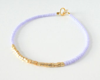 Lavender and gold bracelet, dainty bracelet, minimalist bracelet,purple stacking bracelet,multi size bracelet,beaded bracelet,gift for women